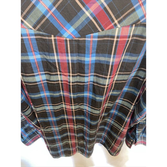 Ely Cattleman Western Shirt Men’s Size XL Blue Red Plaid Pearl Snaps LS Rodeo - Picture 12 of 12